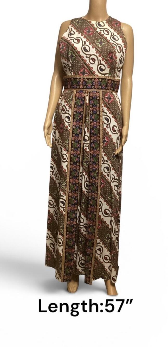 VntgTori Richard Maxi Dress Paisley Print Cheongsam-inspired/Hostess Gown M